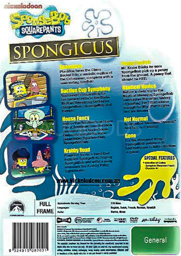 SPONGEBOB SQUAREPANTS: SPONGICUS -Rare DVD Aus Stock Animated New ...