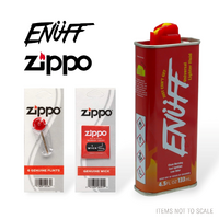 Enuff Lighter FLUID Premium Cigarette Petrol Refill (133ml) + Zippo Wick, Flints