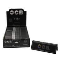 Box of 25 OCB Premium Black Papers 1 1/4 Size Cigarette Roll Paper 