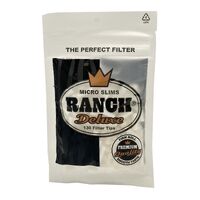 Ranch Deluxe Black Micro Slim Cigarette Filters, 1 Bag of 130 Filter Tips