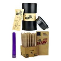 RAW Six Shooter with 75 1 1/4 Classic  Pre Rolled Cone with tips + Free Tube