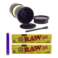 RAW Six Shooter with 64 1 1/4 Organic Natural Pre Rolled Cones Paper + Free Tube