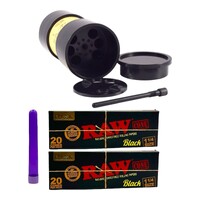 RAW Six Shooter with 40 1 1/4 Black Classic Pre Rolled Cones Paper + Free Tube