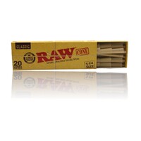 Raw Classic Natural Unrefined 1 1/4 Pre Rolled Paper Cones 20 Pack Cone