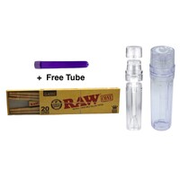 Raw Classic King Size Pre Rolled 20 Pack+Grind Herb to Cone Creator Machine+Tube