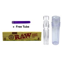 Raw Organic King Size Pre Rolled 32 Pack+Grind Herb to Cone Creator Machine+Tube