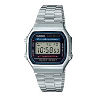 CASIO A168WA-1W Unisex Black Digital Watch with Silver Band A168WA-1WDF