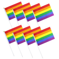 8x Small Rainbow Flag Gay Lesbian LGBTQ+ 14x21cm Pride Mini Flags Hand Waving