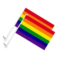 2 Pack Gay Pride Rainbow Flag Mardi Gras Inclusivity LGBTQ+ with Window Clip 30 x 45 cm