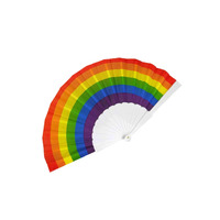 Rainbow Folding Handheld Fan Pride LGBTQ+ Portable Gift Rave Fun Decoration