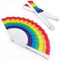 3 x Rainbow Folding Handheld Fan Pride LGBTQ+ Portable Gift Rave Fun Decoration