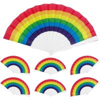 6 x Rainbow Folding Handheld Fan Pride LGBTQ+ Portable Gift Rave Fun Decoration
