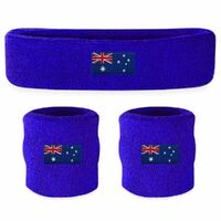 Australia Day Wristband Headband Set Australian Flag Aussie Accessories Gym Kit