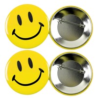 4 Pack Medium Smiley Face Badge Pin Yellow Emoji Emoticon Loot Bag Birthday Pride Happiness