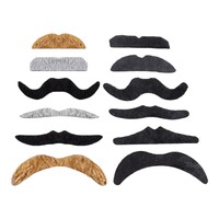 12pcs Fake Moustaches Funny Halloween Costume Self Adhesive Whisker Mexican Party