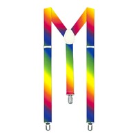 Men's Rainbow Gay Pride Fade Suspenders Brace Elastic Strong Clip On Adjustable 