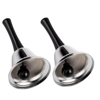 2 x Loud Call Silver Hand Bell Handbell Desk Ringbell for Wedding Festival Reception