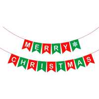 5m Merry Christmas Banner Bunting Santa Holiday Celebration Decoration Red Green