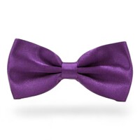 Men's Purple Satin Bow Tie Solid Colour Pre Tied Bowtie Necktie Tuxedo Wedding Women