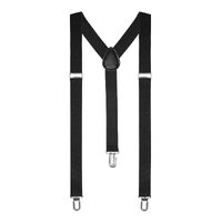 Black Unisex Suspenders Braces Elastic Strong Clip On Adjustable Formal Wedding Party