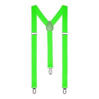 Fluro Green Unisex Suspenders Braces Elastic Strong Clip On Adjustable Formal Wedding Party