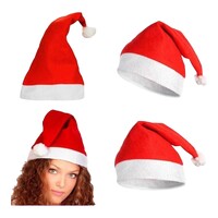 Christmas Santa Hat Fluffy Soft Red Xmas Cap Holiday Party Costume AU Stock