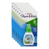 6 X Paper Mate Liquid Paper 2-in-1 Correction Fluid White Out-Bottle Brush