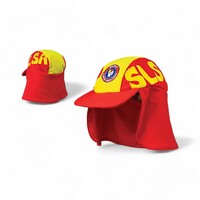 SLSA Swim Beach Swim Hat w Neck Flap -53cm Red Kids 4-9yr Nylon Elastane UPF50+