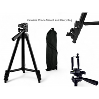 Professional Camera Tripod Stand Mount with Phone Holder and Carry Bag – Adjustable and Portable