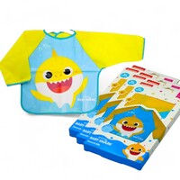 3 x Baby Shark Mess Proof Baby Smock Bib BPA Free Suitable 3 months+ Easy to clean