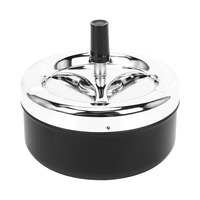 Large Stainless Steel Ashtray Cigarettes Smoking Outdoor Swivel Lid - Red