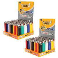 2 x 50x BIC Maxi Lighters Display Box J26 Various Colour (100 total)