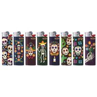 50x BIC Maxi Mexican Skull Lighters Various Colour Box J26