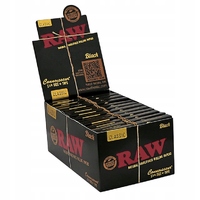 Box of 24 - RAW Black 1 1/4 Extra Fine Natural Papers Connoisseur + Filter Tips