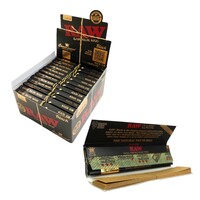 RAW Black King size 24 Pack Box Extra Fine Natural Papers Connoisseur + Filter Tips