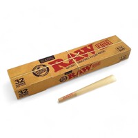 Raw Classic Natural Unrefined 1 1/4 Pre Rolled Paper Cones 32 Pack Cone