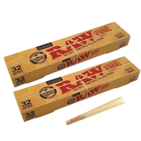 2 x Raw Classic Natural Unrefined 1 1/4 Pre Rolled Paper Cones 32 Pack Cone (64 Total)