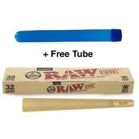 Raw Classic Natural Unrefined King Size Cones Pre Rolled Paper 32 Pack+Free Tube