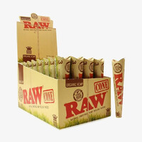 Box of 32 Raw Organic Hemp Natural Unrefined King Size Pre Rolled Paper Cones