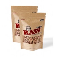 2 X RAW Natural Classic Pre Rolled Filter Roach Tips - 200 Tips Per Bag