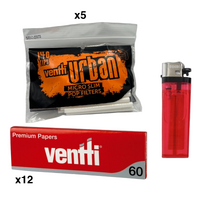 700 Ventti Urban Micro Slim Pop Tips + 720 Ventti Papers + Lighter 