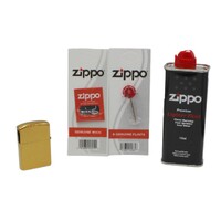JMCo Gold Oil Lighter + Zippo Cigarette Lighter Refill Fluid 125ml+Wick+Flints