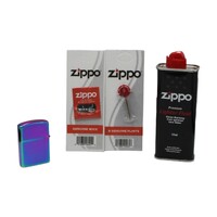 JMCo Rainbow Oil Lighter+Zippo Cigarette Lighter Refill Fluid 125ml+Wick+Flints