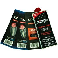 Zippo Cigarette Lighter Premium FLUID Petrol Refill 125ml + Wick + 2 Flints