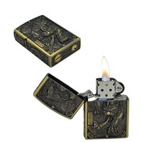 Zorro Gold Dragon Oil Lighter Metal Flip Top Windproof Fluid Refillable