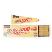 RAW Classic Pre-Rolled Cones Single Size 70/24 -20 Pack