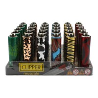 30x Clipper Metal High Quality Reusable Lighters Full Box - Zoo Skins
