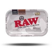 Raw Metal Rolling Tray - Arctic Camouflage Smoking Tobacco - Small (28x18cm)