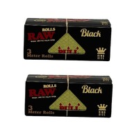 RAW Black King size Classic 3 Meter Rolls - 2 Pack Ultra Thin Natural Unrefined 