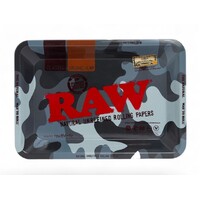 Raw Metal Rolling Tray - Camouflage Smoking Tobacco - Mini (18x12.5cm)